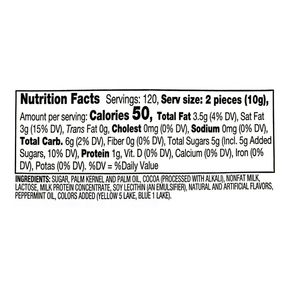 Andes Crème De Menthe Thins, 2.5 Lb, Tub Of 240 Pieces