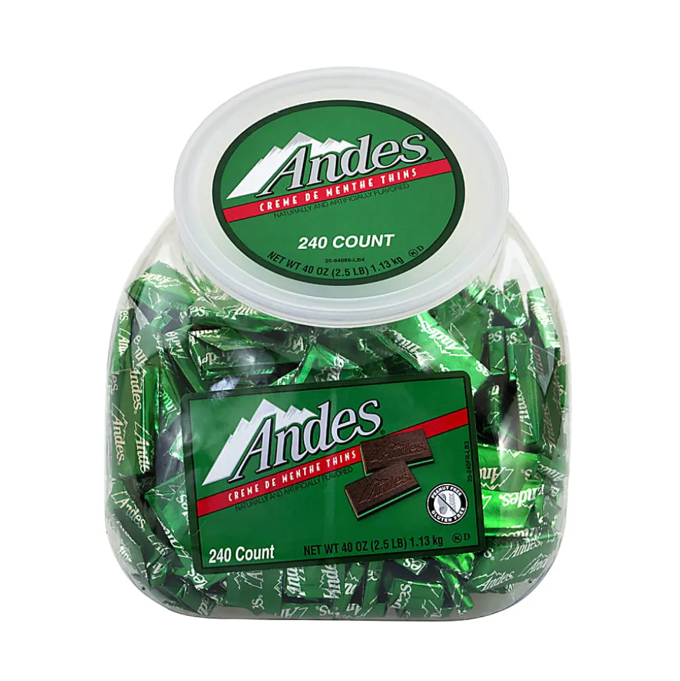 Andes Crème De Menthe Thins, 2.5 Lb, Tub Of 240 Pieces