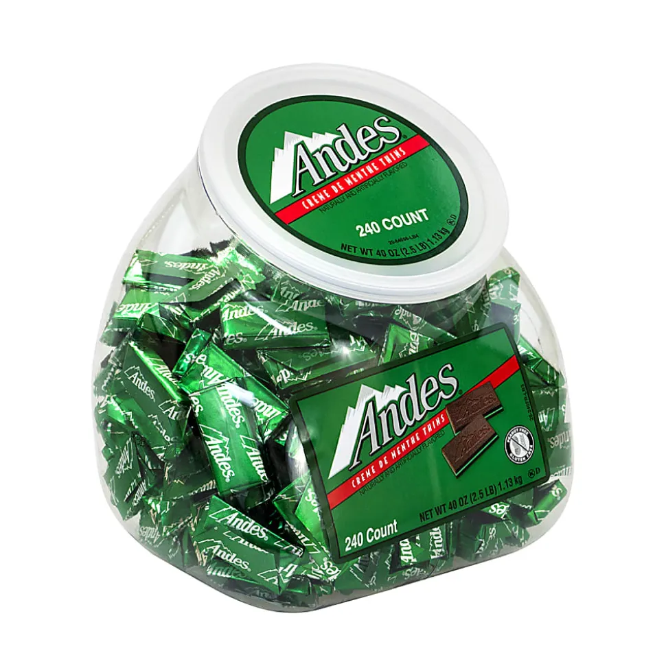 Andes Crème De Menthe Thins, 2.5 Lb, Tub Of 240 Pieces