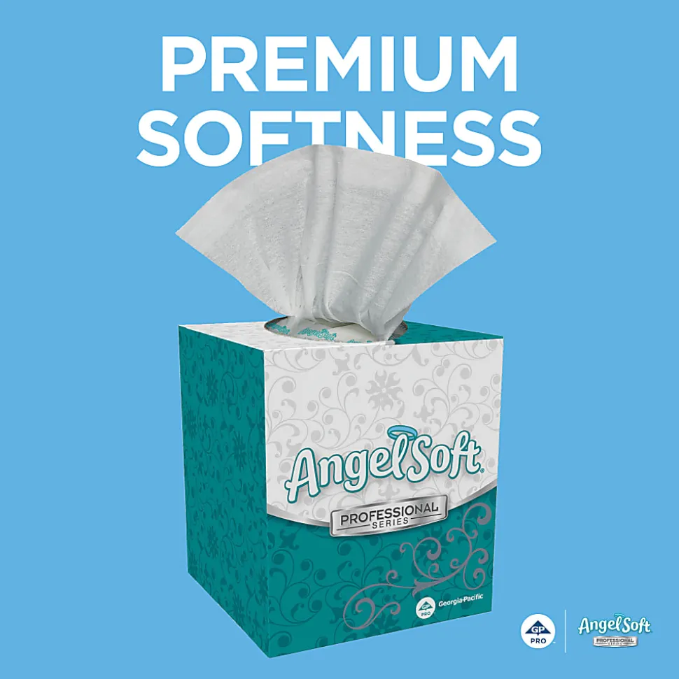 Angel Soft Professional Series® 2-Ply Facial Tissue, Cube Box, White, 10% Recycled Fiber, 36 Boxes Per Case, 96 Sheets Per Box