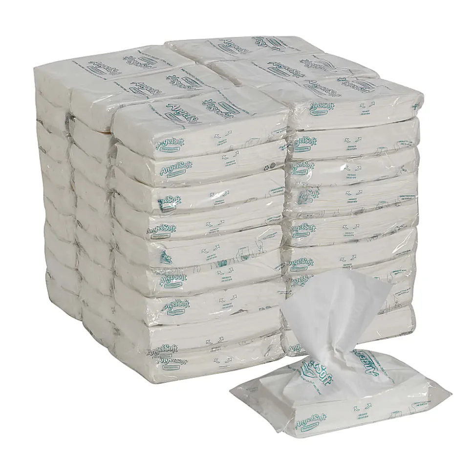Angel Soft Professional Series® 2-Ply Facial Tissue, Polyflex® Pack, White, 10% Recycled Fiber, 54 Packs Per Case, 96 Sheets Per Pack