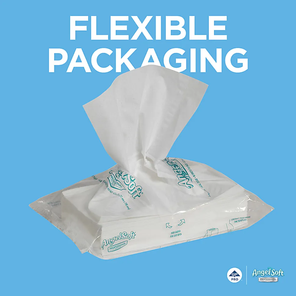 Angel Soft Professional Series® 2-Ply Facial Tissue, Polyflex® Pack, White, 10% Recycled Fiber, 54 Packs Per Case, 96 Sheets Per Pack