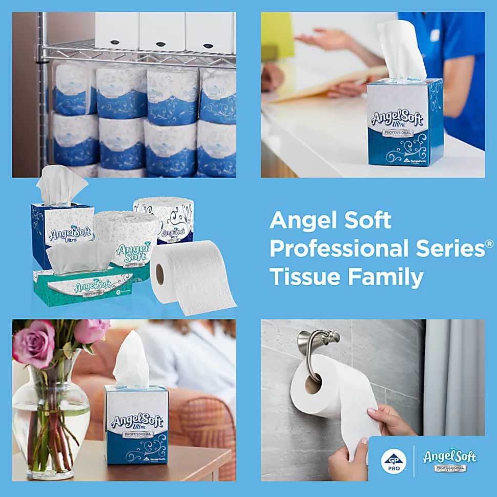 Angel Soft Professional Series® 2-Ply Facial Tissue, Flat Box, White, 10% Recycled Fiber, 30 Boxes Per Case, 100 Sheets Per Box