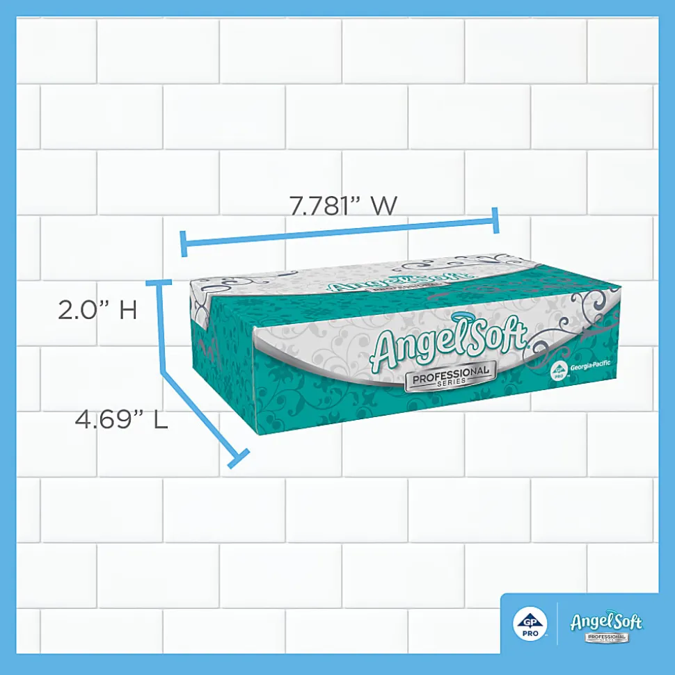 Angel Soft Professional Series® 2-Ply Facial Tissue, Flat Box, White, 10% Recycled Fiber, 30 Boxes Per Case, 100 Sheets Per Box