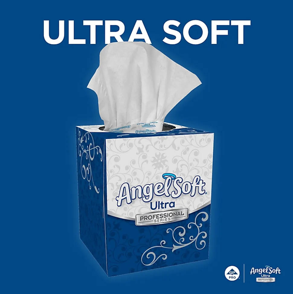Angel Soft Ultra Professional Series® Premium 2-Ply Facial Tissue, Cube Box, 96 Sheets Per Box, Case Of 36 Boxes