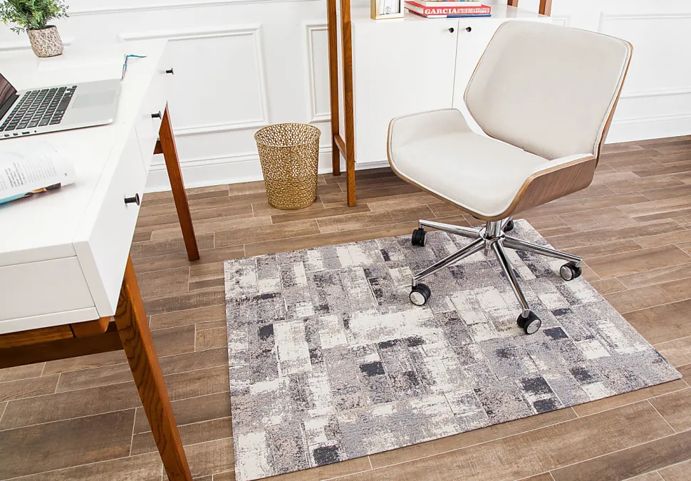 Anji Mountain Aarhus Rug’d Chair Mat, 1/4"H x 40”W x 54"D, Beige/Brown/Gray