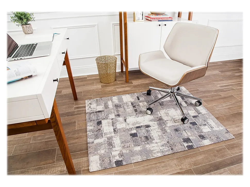 Anji Mountain Aarhus Rug’d Chair Mat, 1/4"H x 36”W x 48”D, Beige/Brown/Gray