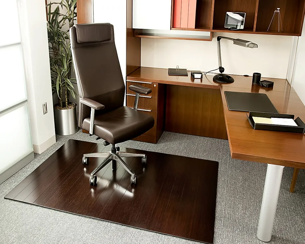 Anji Mountain Bamboo Deluxe Roll-Up Chair Mat, 48" x 72", 8 mm"-Thick, Dark Cherry