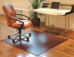 Anji Mountain Bamboo Roll-Up Chair Mat, 55" x 57", 1/4"-Thick, 9 1/4" Tongue, Dark Cherry