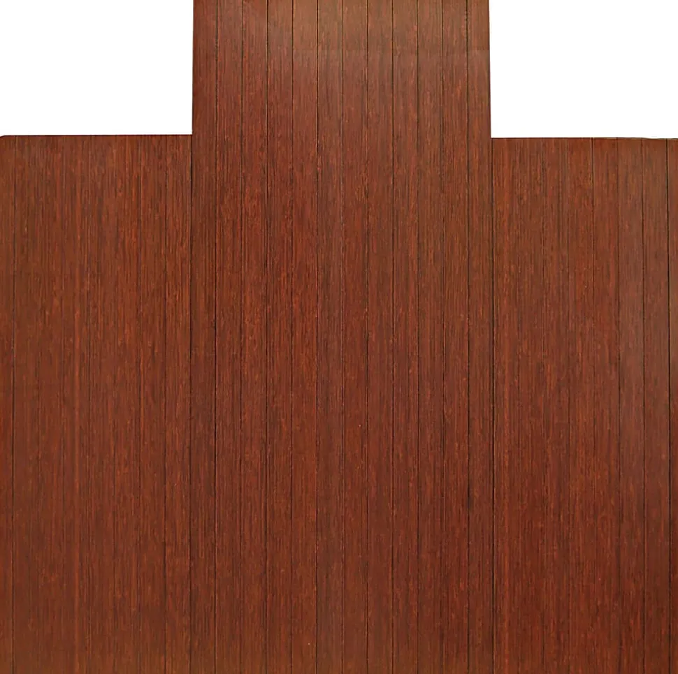 Anji Mountain Bamboo Roll-Up Chair Mat, 55" x 57", 1/4"-Thick, 9 1/4" Tongue, Dark Cherry