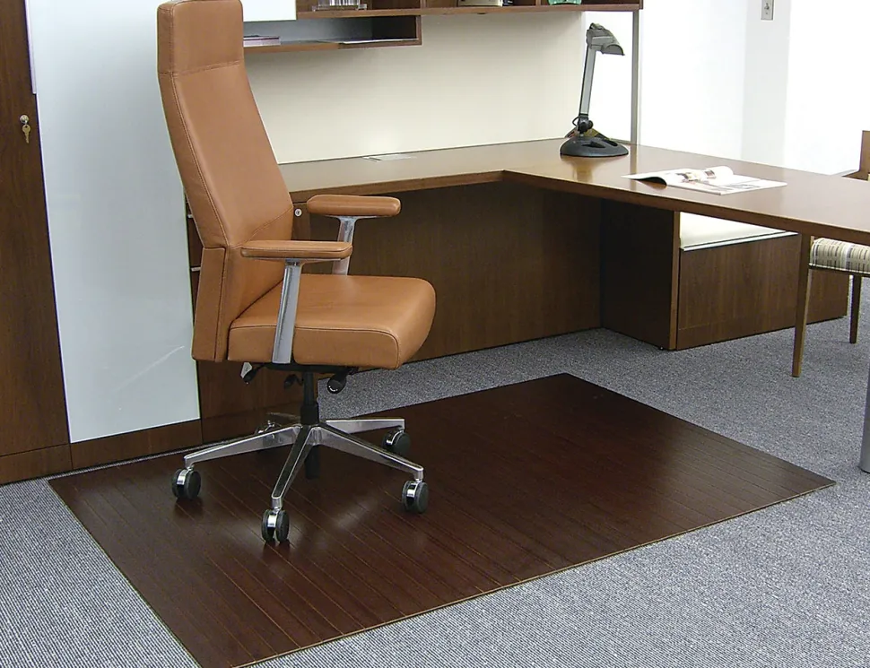 Anji Mountain Bamboo Roll-Up Chair Mat, 48" x 72", 1/4"-Thick, Dark Cherry