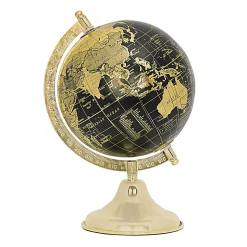 Anji Mountain Globe, 7"H x 7-1/2"W x 7-1/2”D, Black/Gold
