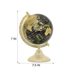 Anji Mountain Globe, 7"H x 7-1/2"W x 7-1/2”D, Black/Gold