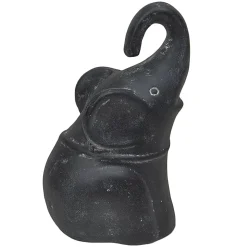 Anji Mountain Large Molded Elephant, 5"H x 6"W x 5”D, Black