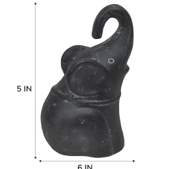 Anji Mountain Large Molded Elephant, 5"H x 6"W x 5”D, Black