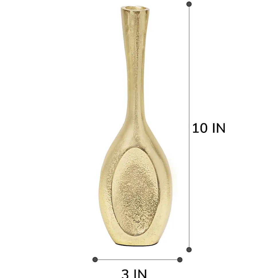 Anji Mountain Large Vase, 10"H x 3"W x 2”D, Gold