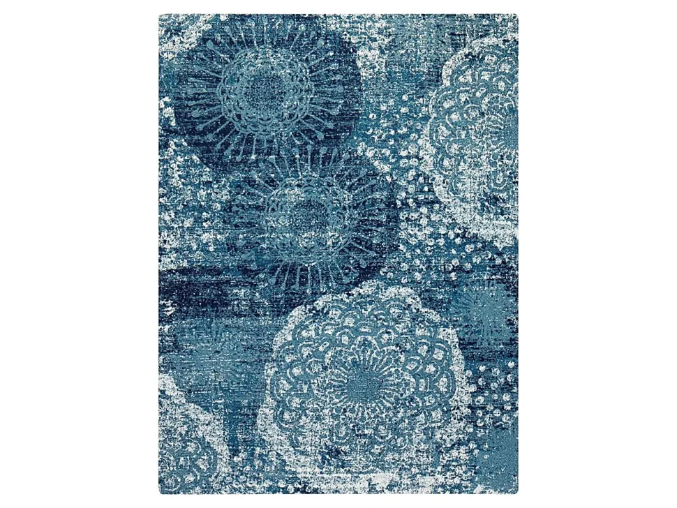 Anji Mountain Maldives Rug’d Chair Mat, 1/4"H x 36”W x 48”D, Blue/Ivory