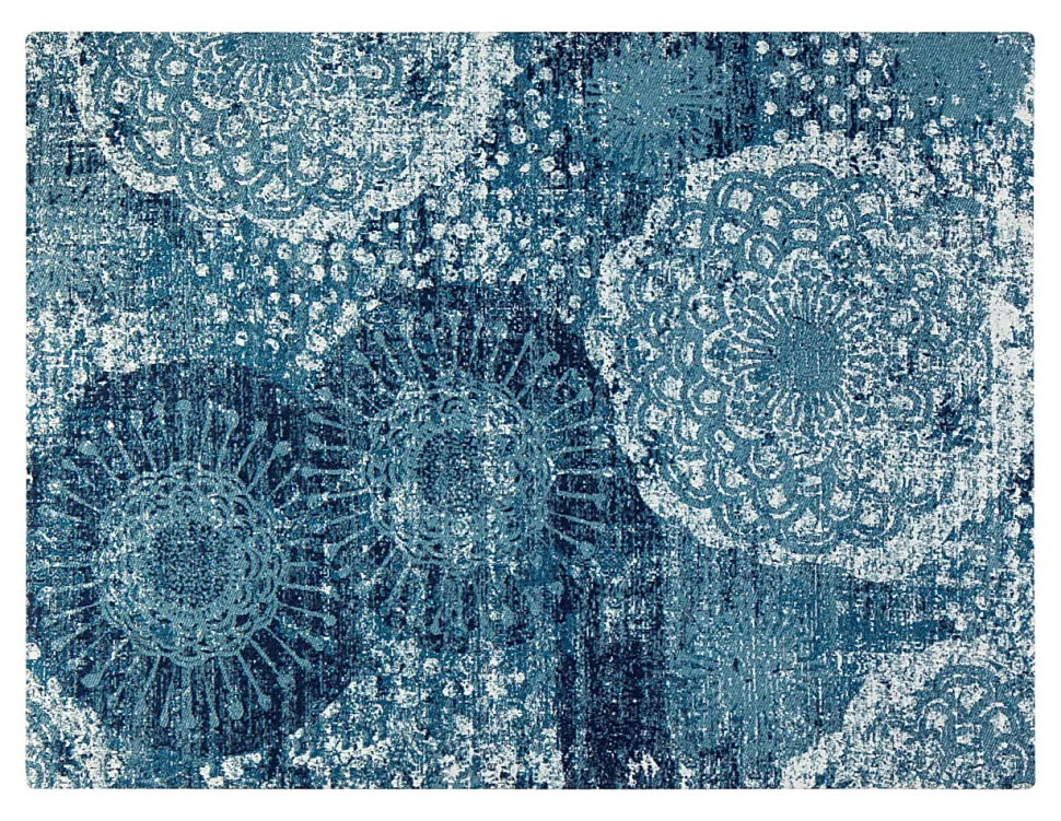 Anji Mountain Maldives Rug’d Chair Mat, 1/4"H x 36”W x 48”D, Blue/Ivory