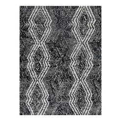 Anji Mountain Smiljan Rug’d Chair Mat, 1/4"H x 36”W x 48”D, Black/White