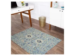 Anji Mountain Tabriz Rug’d Chair Mat, 1/4"H x 40”W x 54”D, Blue/Beige/Gold