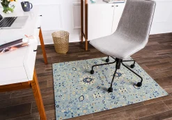 Anji Mountain Tabriz Rug’d Chair Mat, 1/4"H x 36”W x 48”D, Blue/Beige/Gold