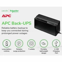 APC Back-UPS BE600M1 Battery Backup, 7 Outlet, 600VA/330W