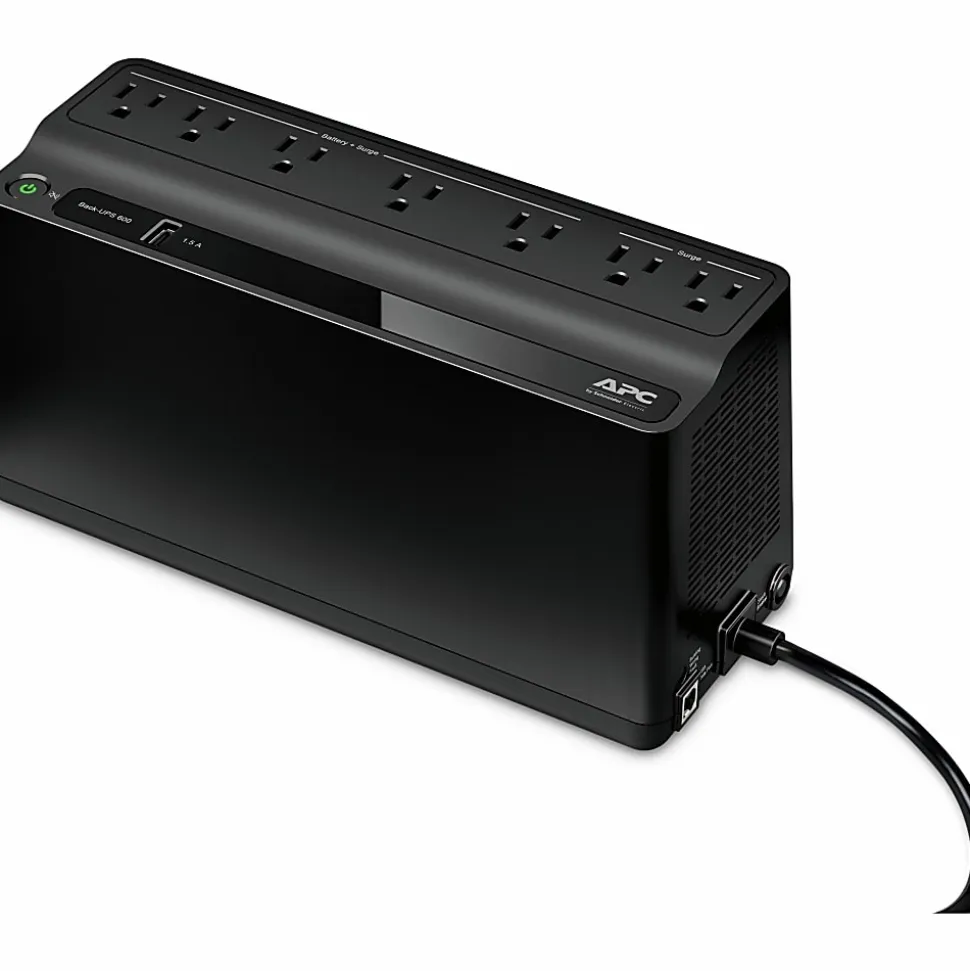 APC Back-UPS BE600M1 Battery Backup, 7 Outlet, 600VA/330W