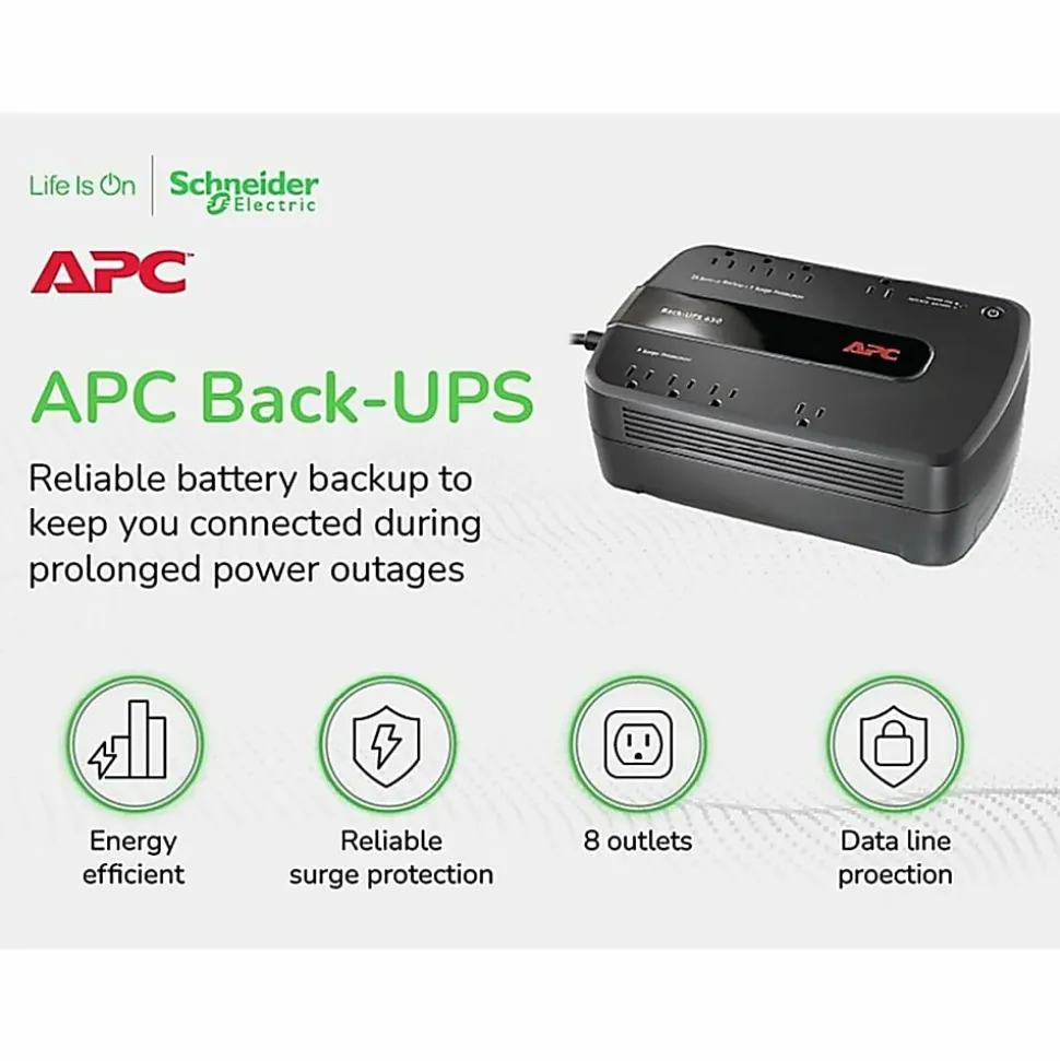 APC® Back-UPS® ES 650VA Battery Backup, Black
