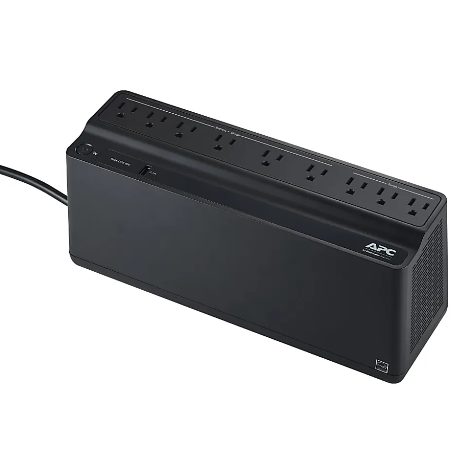 APC® Back-UPS 900 9-Outlet/1-USB Battery Backup And Surge Protector, BVN900M1, Black
