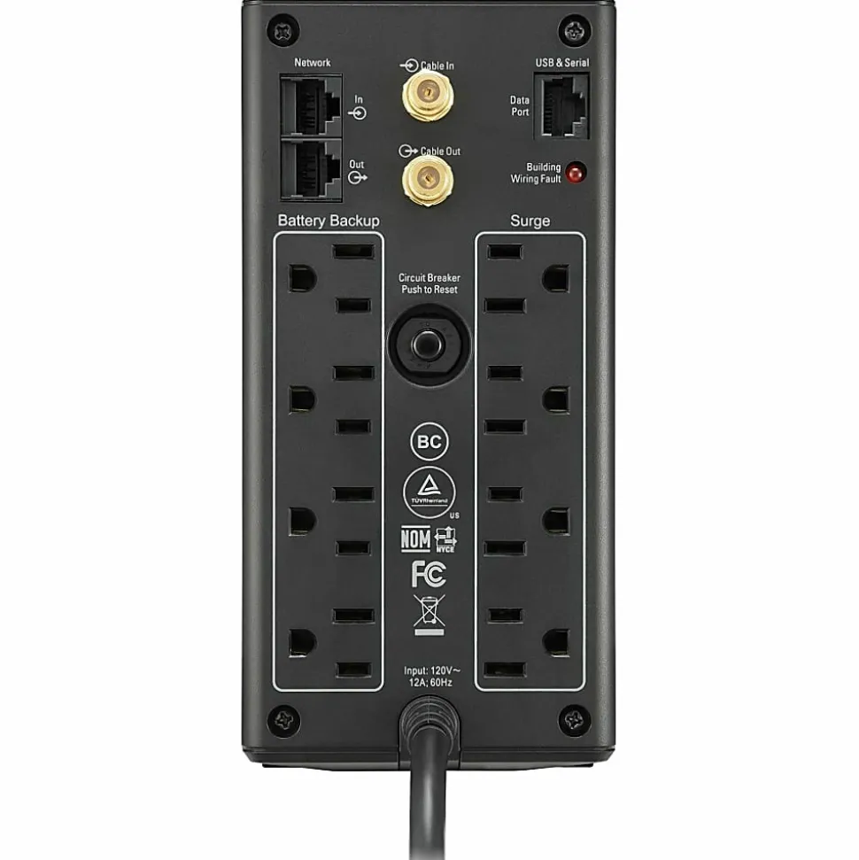 APC® Back-UPS® Pro BX Compact Tower Uninterruptible Power Supply, 8 Outlets, 1,000VA/600 Watts, BX1000M