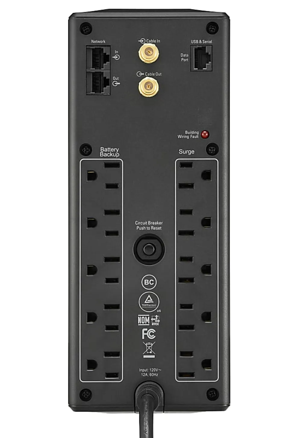 APC® Back-UPS® Pro BX Compact Tower Uninterruptible Power Supply, 10 Outlets, 1,350VA/810 Watts, BX1350M