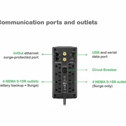 APC® Back-UPS® Pro BX Compact Tower Uninterruptible Power Supply, 8 Outlets, 850VA/510 Watts, BX850M