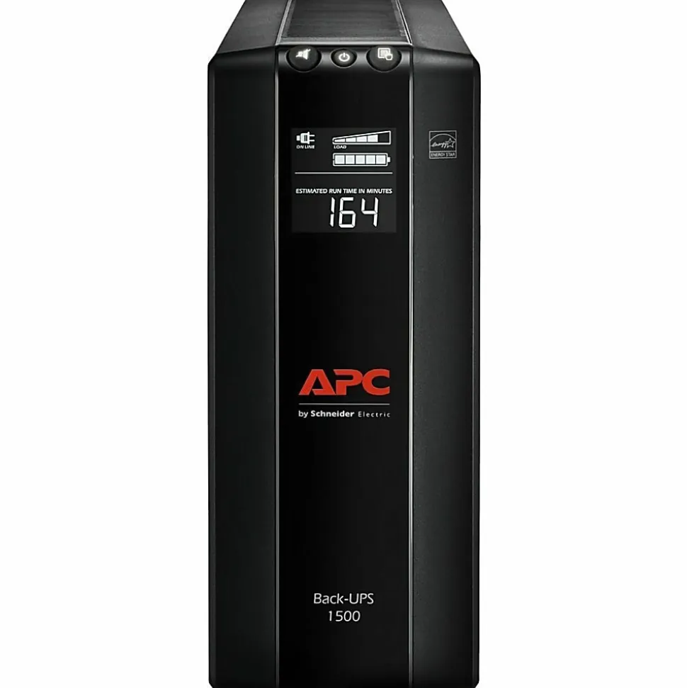 APC® Back-UPS® Pro BX Compact Tower Uninterruptible Power Supply, 10 Outlets, 1,500VA/900 Watts, BX1500M