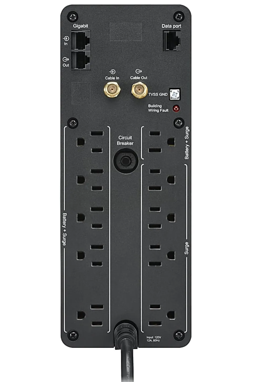 APC® Back-UPS Pro 10-Outlet Tower Uninterruptible Power Supply, 1,500VA/900 Watts, BN1500M2