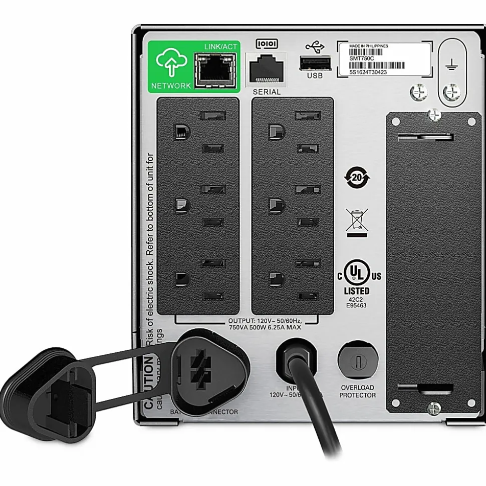 APC® 6-Outlet Smart-UPS With SmartConnect, 750VA/500W, SMT750C