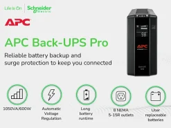 APC 8-Outlet Uninterruptible Power Supply, Black, BN1050M