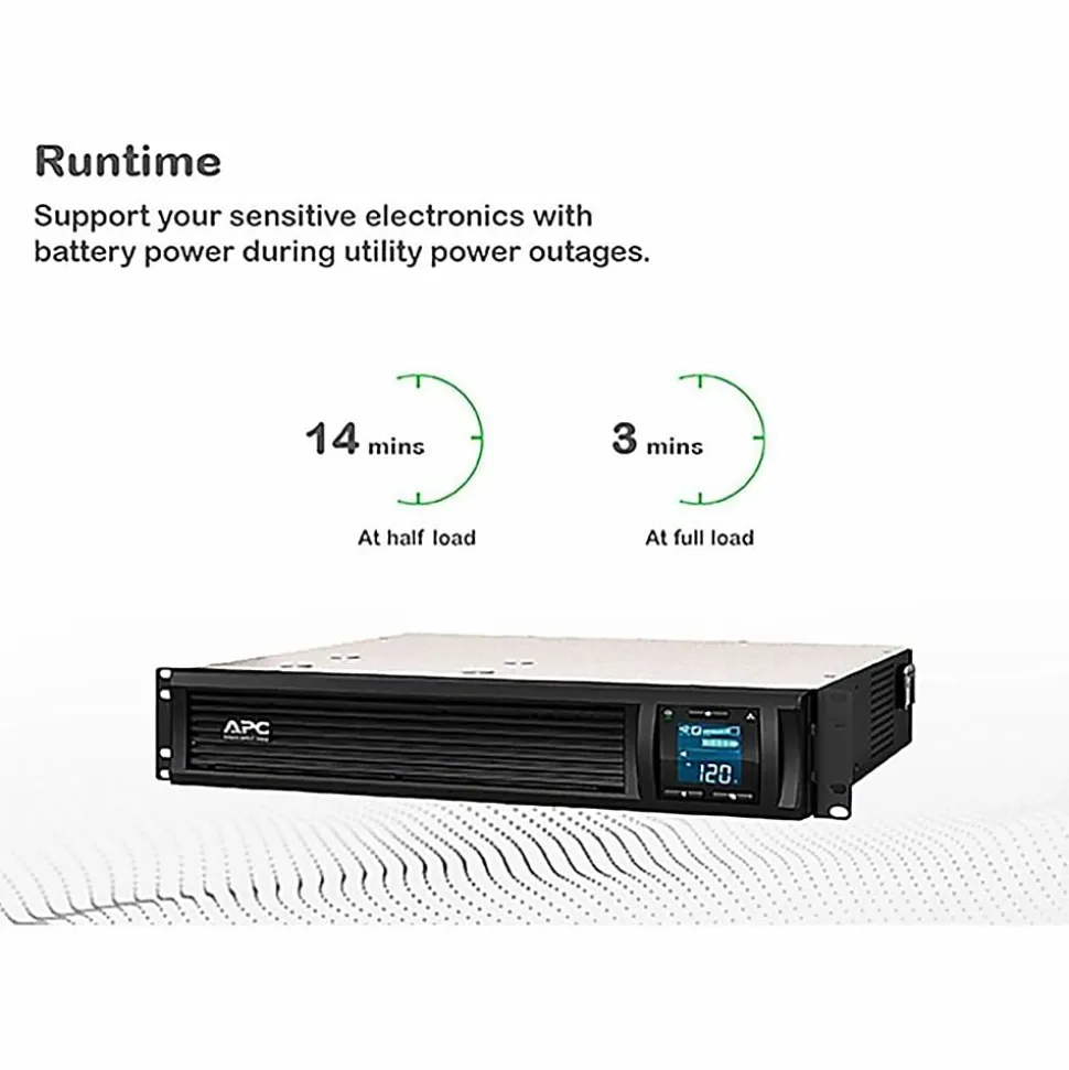 APC® Smart-UPS C 6-Outlet Rackmount With SmartConnect, 1,000VA/600 Watts, SMC1000-2UC