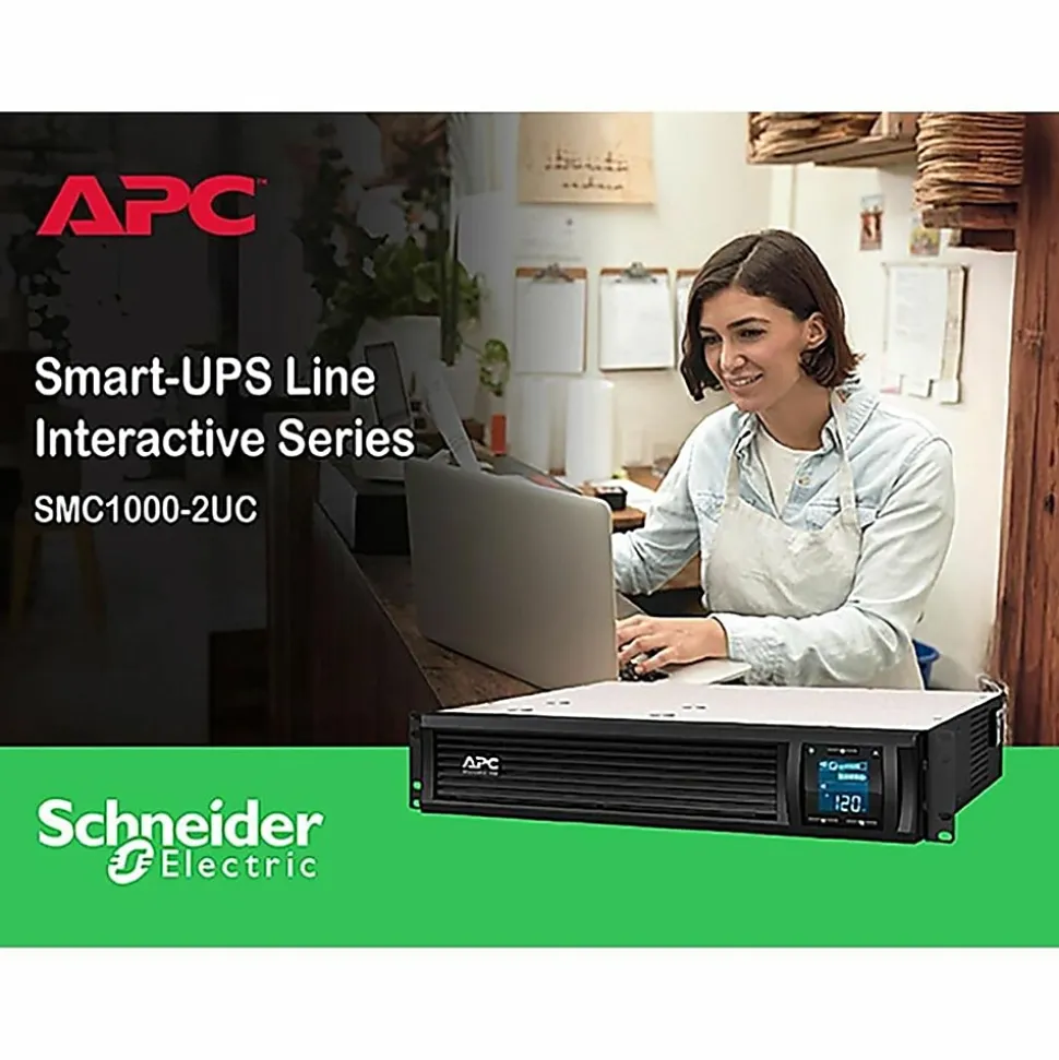 APC® Smart-UPS C 6-Outlet Rackmount With SmartConnect, 1,000VA/600 Watts, SMC1000-2UC