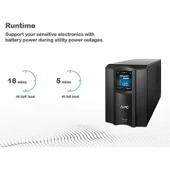 APC® Smart-UPS C 8-Outlet Tower With SmartConnect, 1,000VA/600 Watts, SMC1000C