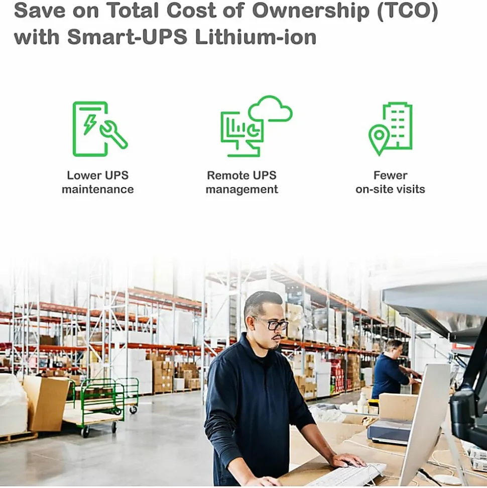 APC Smart-UPS, Line Interactive, 1000VA, Lithium-ion, Rack/Tower, 2U, 120V, 6x NEMA 5-15R outlets, SmartConnect Port+SmartSlot, Short Depth, AVR, LCD
