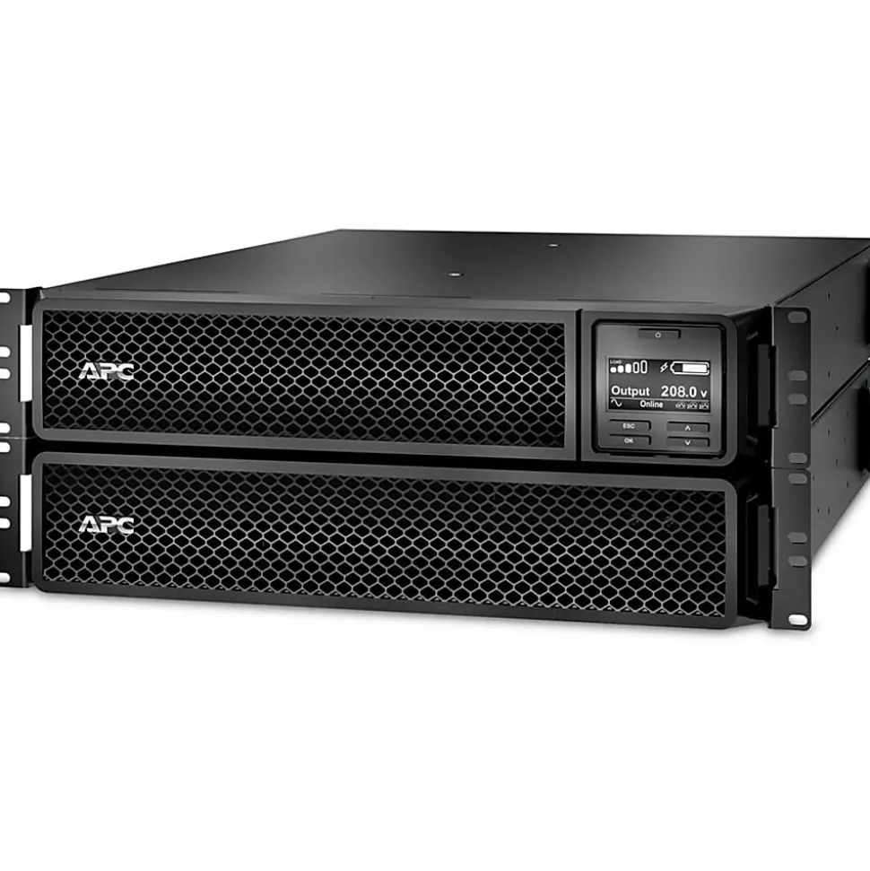 APC Smart-UPS On-Line, 3kVA, Rackmount 2U, 208V, 2x L6-20R+1x L6-30R NEMA outlets, SmartSlot, Extended runtime, W/ rail kit - SRT3000RMXLT