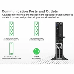 APC Smart-UPS On-Line, 3kVA, Tower, 120V, 8x 5-20R+1x L5-30R NEMA outlets, SmartSlot, Extended runtime, W/O rail kit - SRT3000XLA
