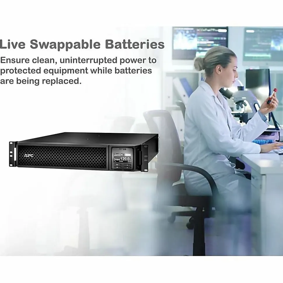 APC Smart-UPS On-Line, 3kVA, Tower, 120V, 8x 5-20R+1x L5-30R NEMA outlets, SmartSlot, Extended runtime, W/O rail kit - SRT3000XLA