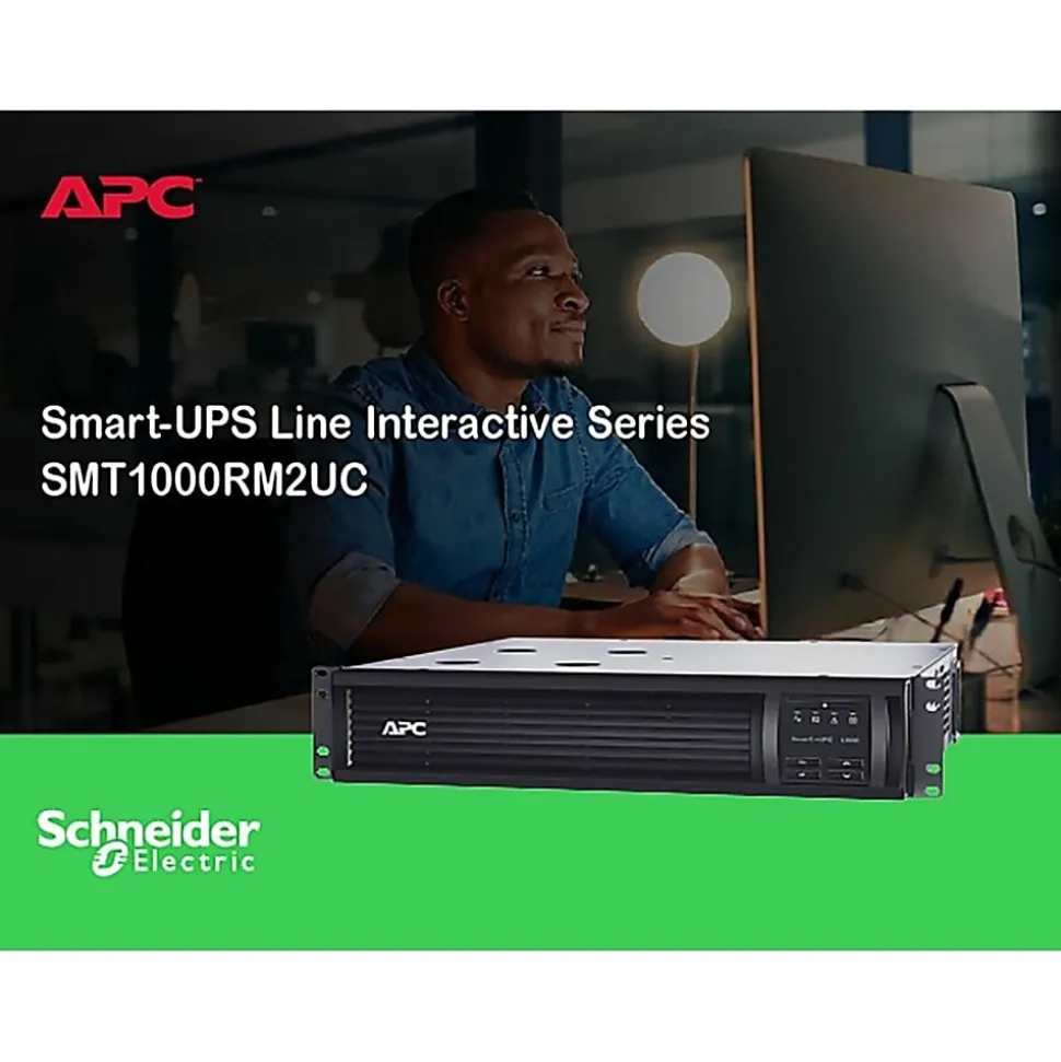 APC® Smart-UPS 6-Outlet Rack-Mount Uninterruptible Power Supply, 1,000VA/700 Watts, SMT1000RM2UC