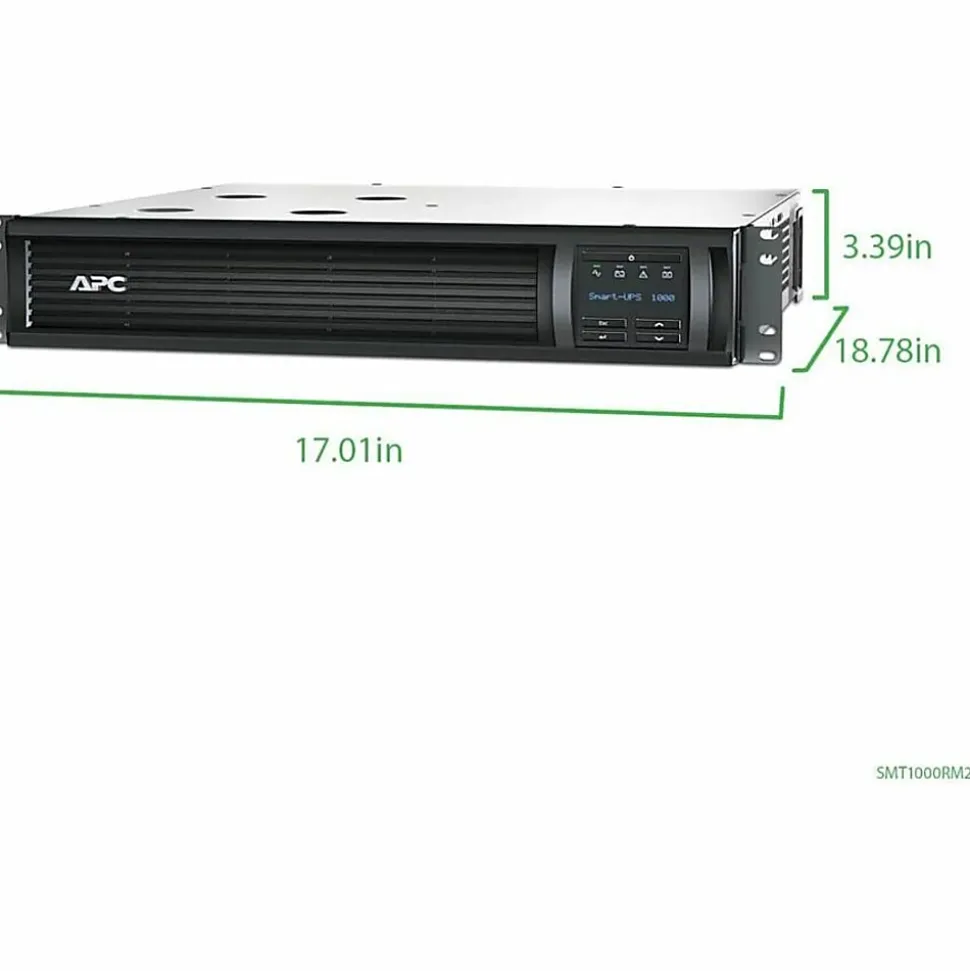 APC® Smart-UPS 6-Outlet Rack-Mount Uninterruptible Power Supply, 1,000VA/700 Watts, SMT1000RM2UC