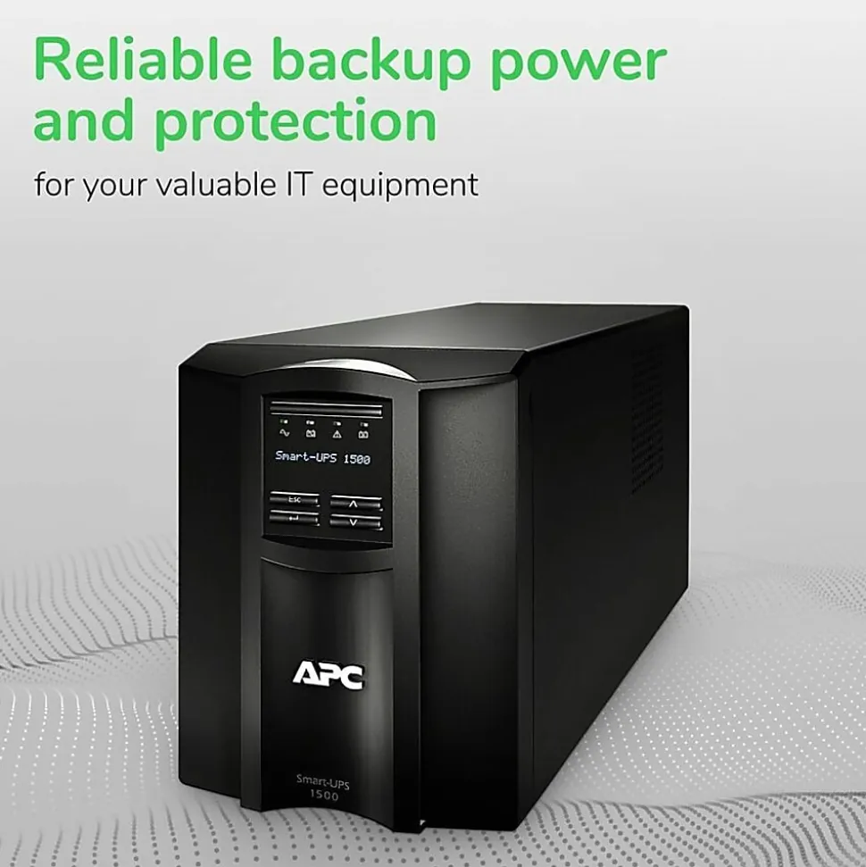 APC® Smart-UPS 8-Outlet Stand-Alone Tower Uninterruptible Power Supply, 1,440VA/1,000 Watts, SMT1500C