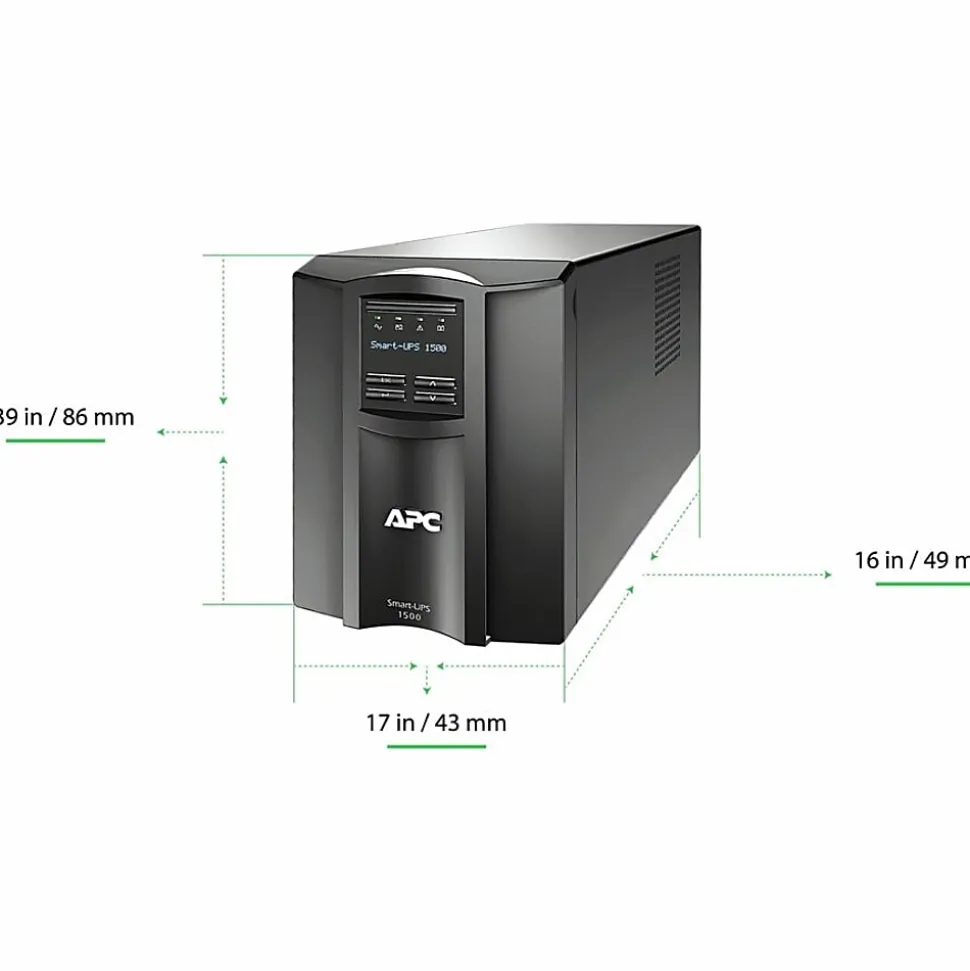 APC® Smart-UPS 8-Outlet Stand-Alone Tower Uninterruptible Power Supply, 1,440VA/1,000 Watts, SMT1500C