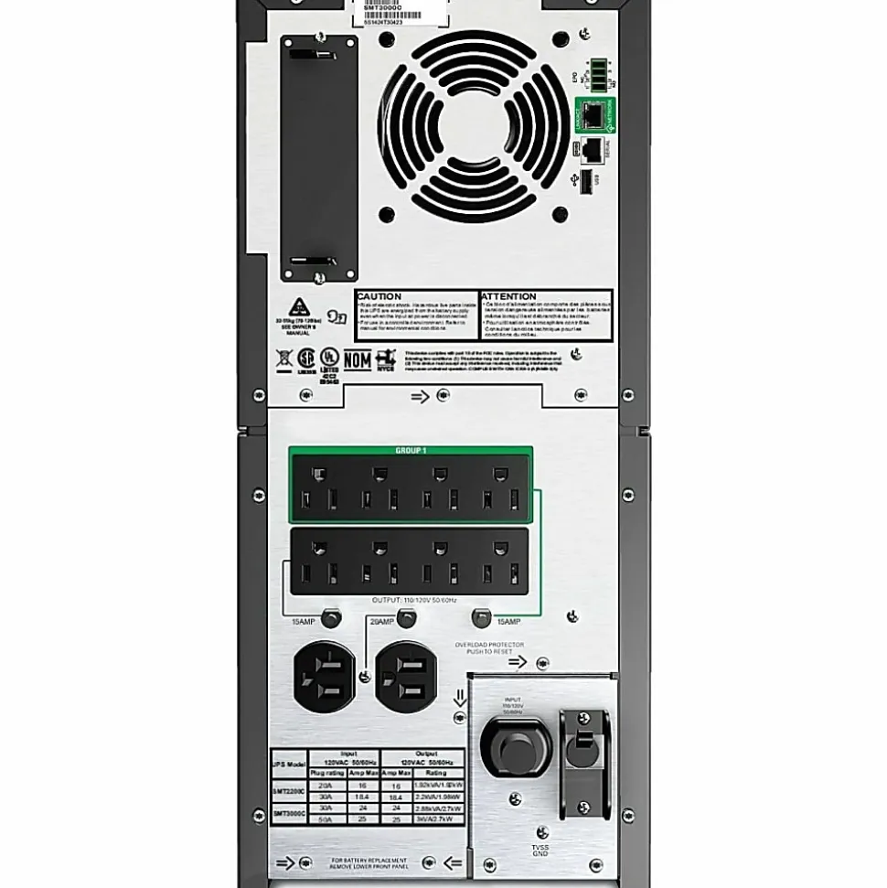 APC® Smart-UPS 10-Outlet Tower With SmartConnect, 3,000VA/2,700 Watts, SMT3000C