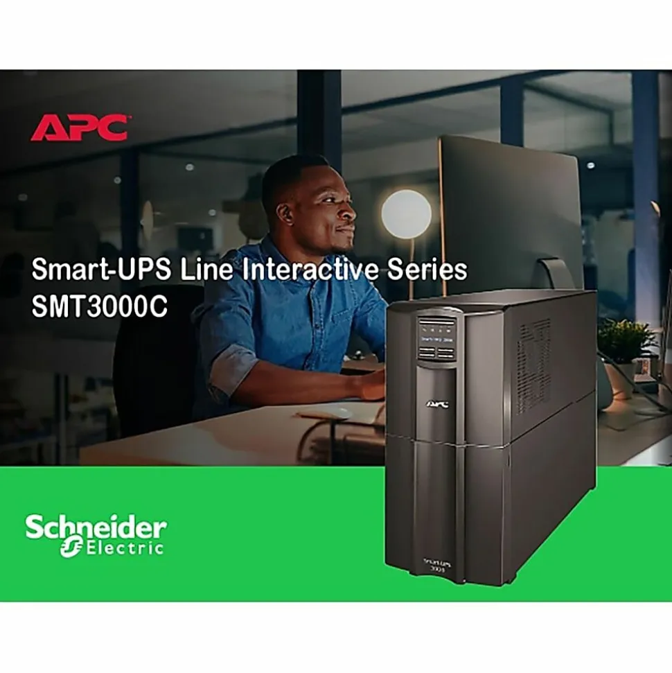 APC® Smart-UPS 10-Outlet Tower With SmartConnect, 3,000VA/2,700 Watts, SMT3000C