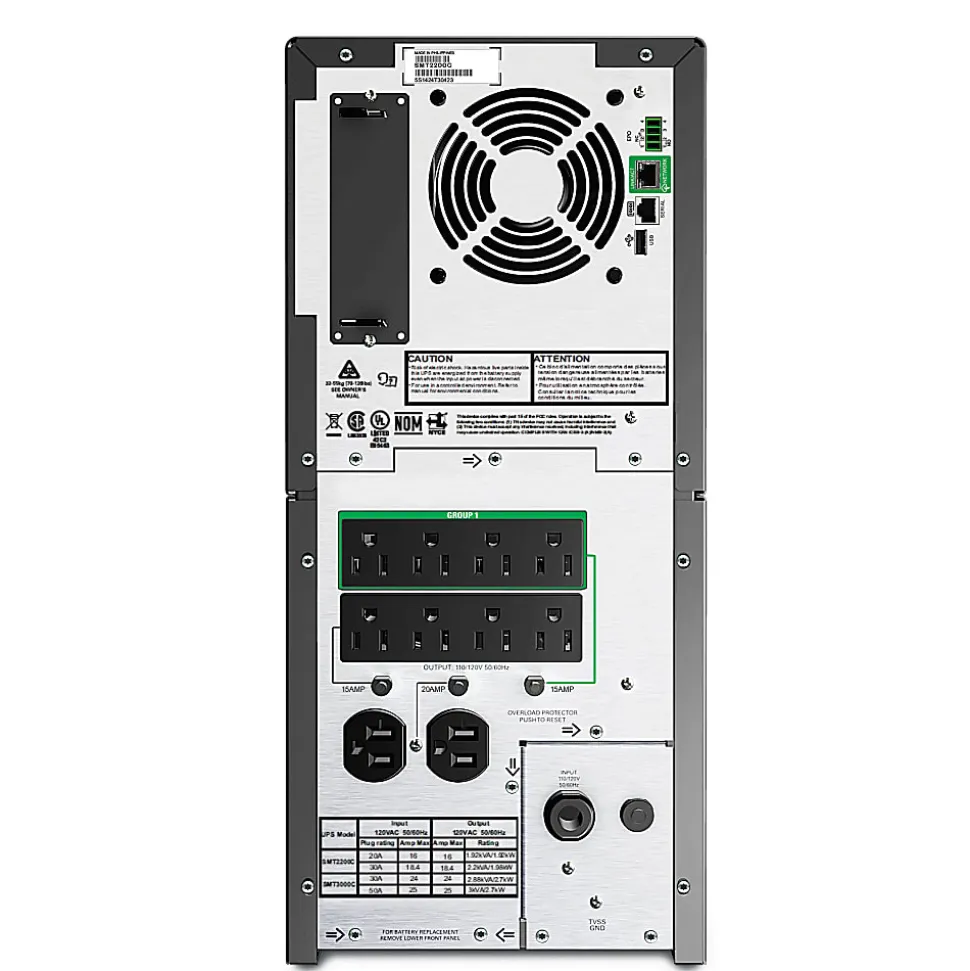 APC® Smart-UPS 10-Outlet Tower With SmartConnect, 2,200VA/1,920 Watts, SMT2200C